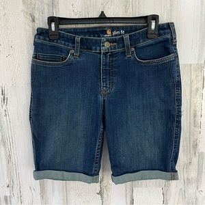 Carhartt Women’s Layton Denim Cuffed Shorts Size 8… 30” Waist Skinny Leg